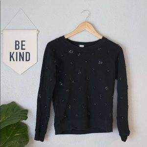 J. Crew Beaded Black Sweater